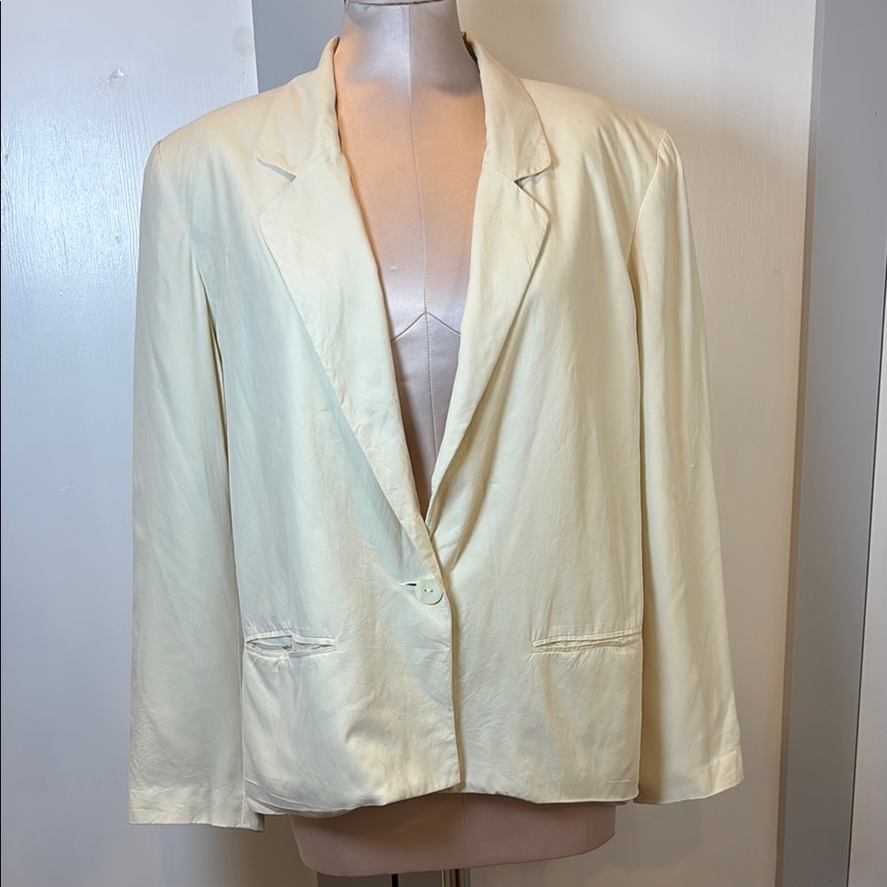 Saks Fifth Avenue Cream Single-Button Blazer